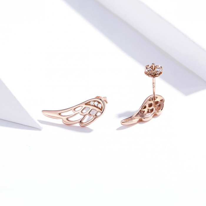 Cercei din argint Wing Studs Rose [4]