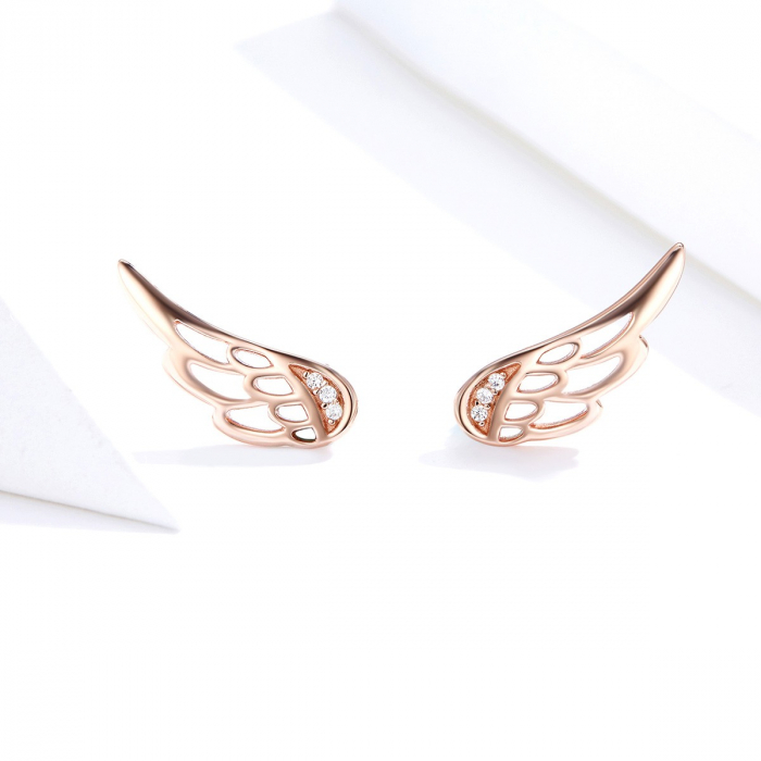 Cercei din argint Wing Studs Rose [3]