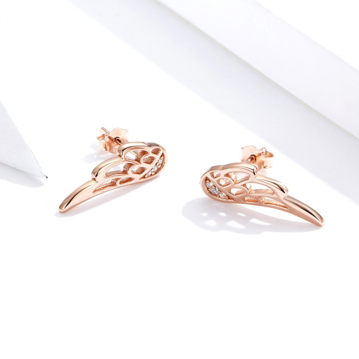 Cercei din argint Wing Studs Rose [2]