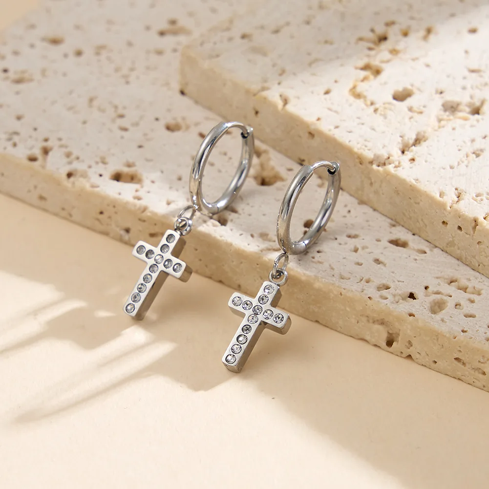 Cercei Statement cu Cristale Zirconiu Cruz Argintiu [2]