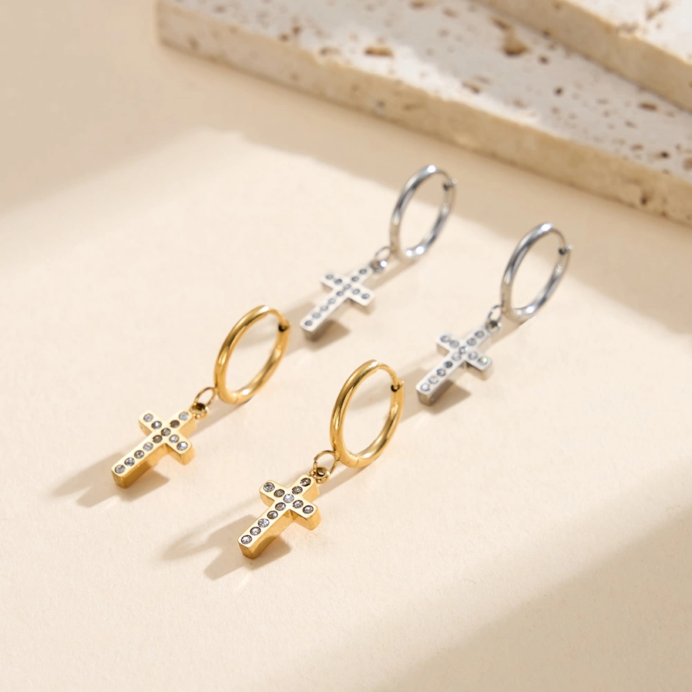 Cercei Statement cu Cristale Zirconiu Cruz Auriu [3]