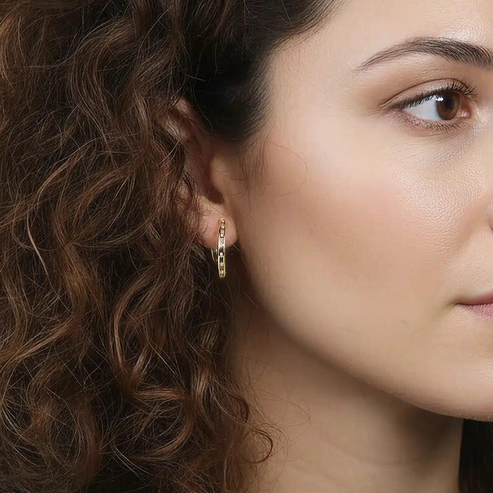 Cercei Statement cu Cristale Zirconiu Rail Auriu [4]