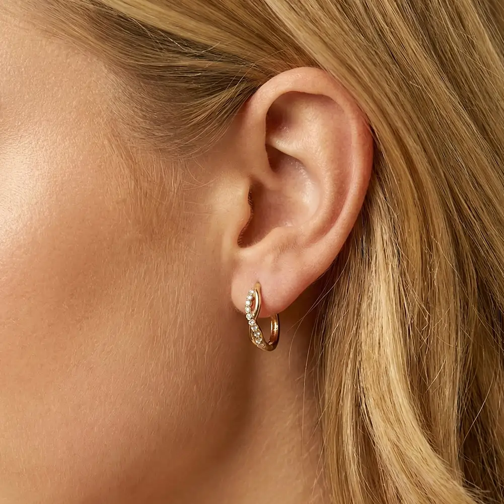 Cercei Statement cu Cristale Zirconiu Ripple Auriu [3]