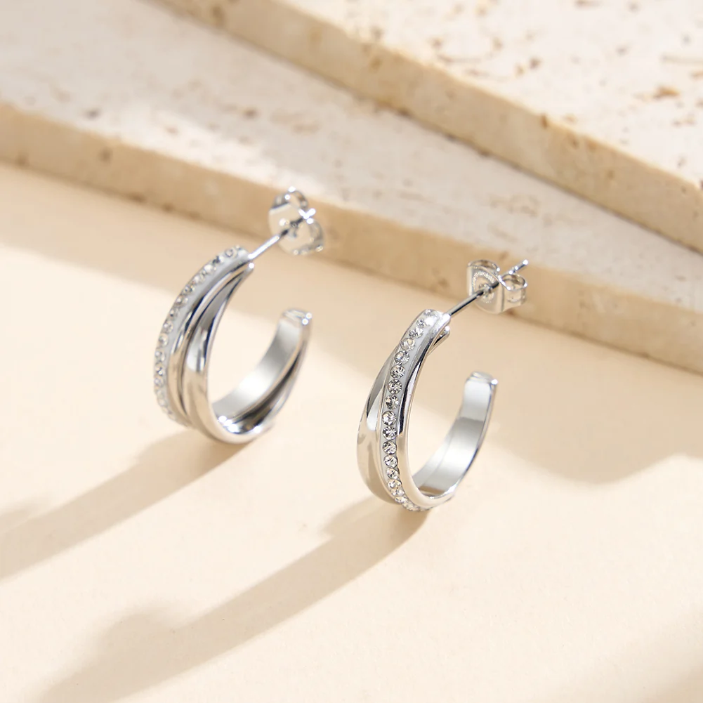 Cercei Statement cu Cristale Zirconiu Twist Argintiu [2]