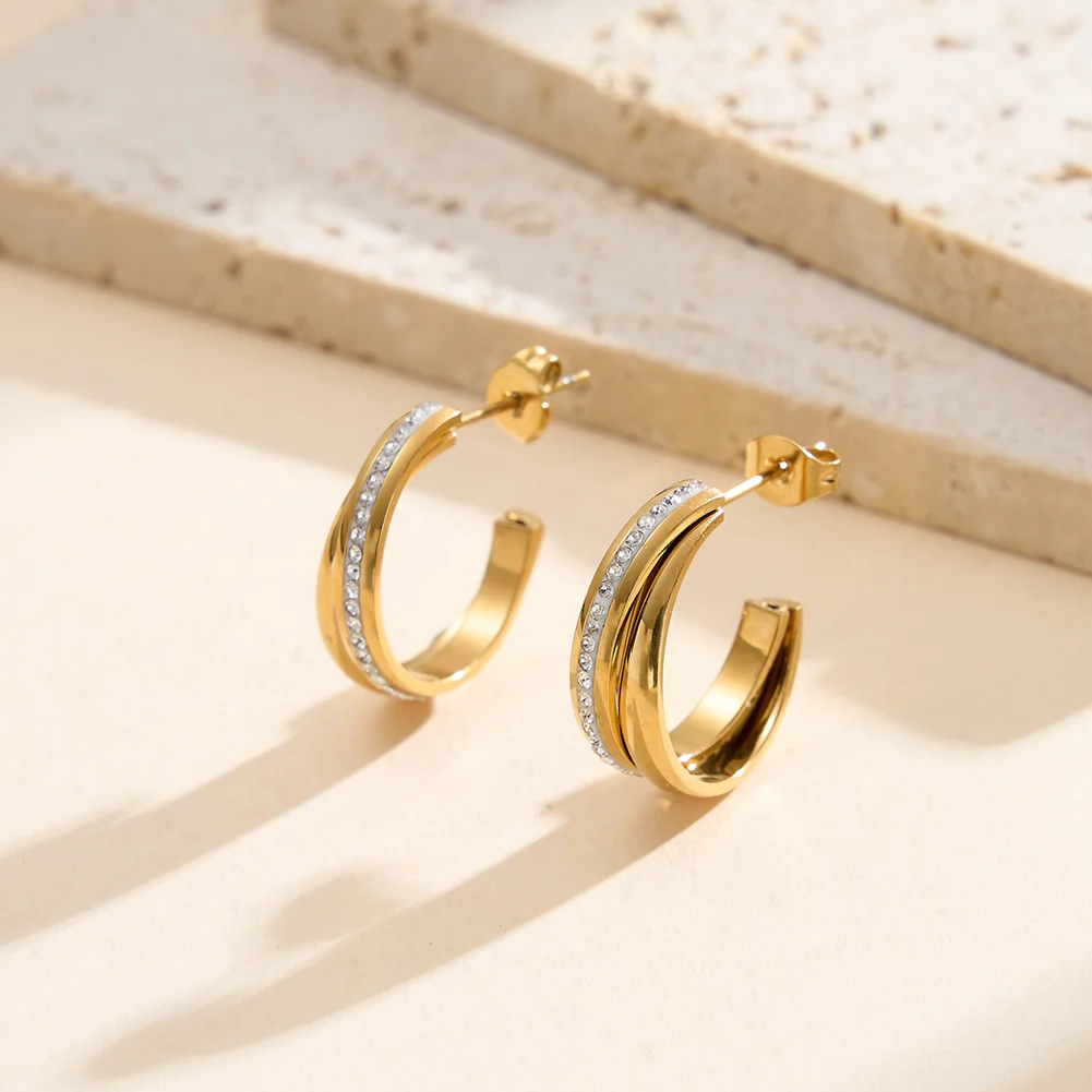 Cercei Statement cu Cristale Zirconiu Twist Auriu [2]