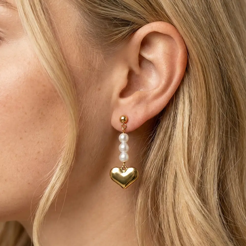 Cercei Statement cu Perle Shell Amour Auriu [4]