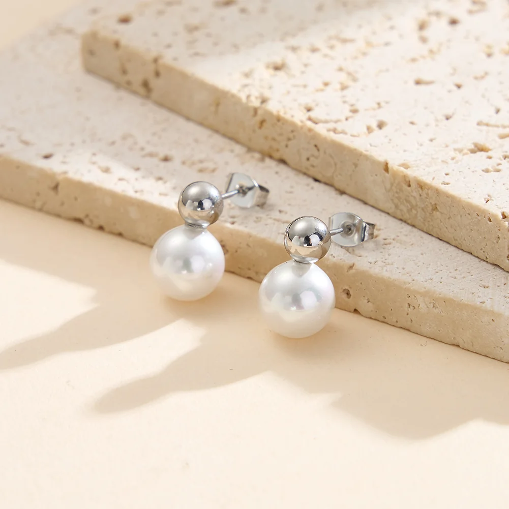 Cercei Statement cu Perle Shell Duo Argintiu [2]