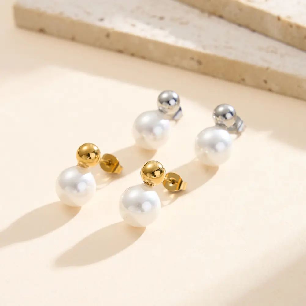 Cercei Statement cu Perle Shell Duo Auriu [2]