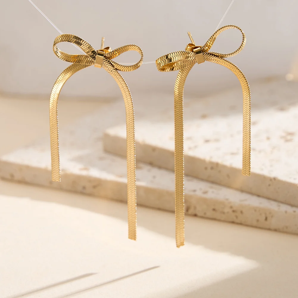 Cercei Statement Fundă Bow Auriu [2]