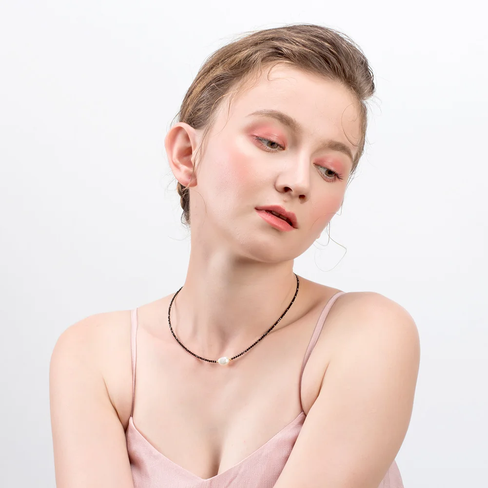 Colier din Argint Black Bead Spinel and Pearl [3]