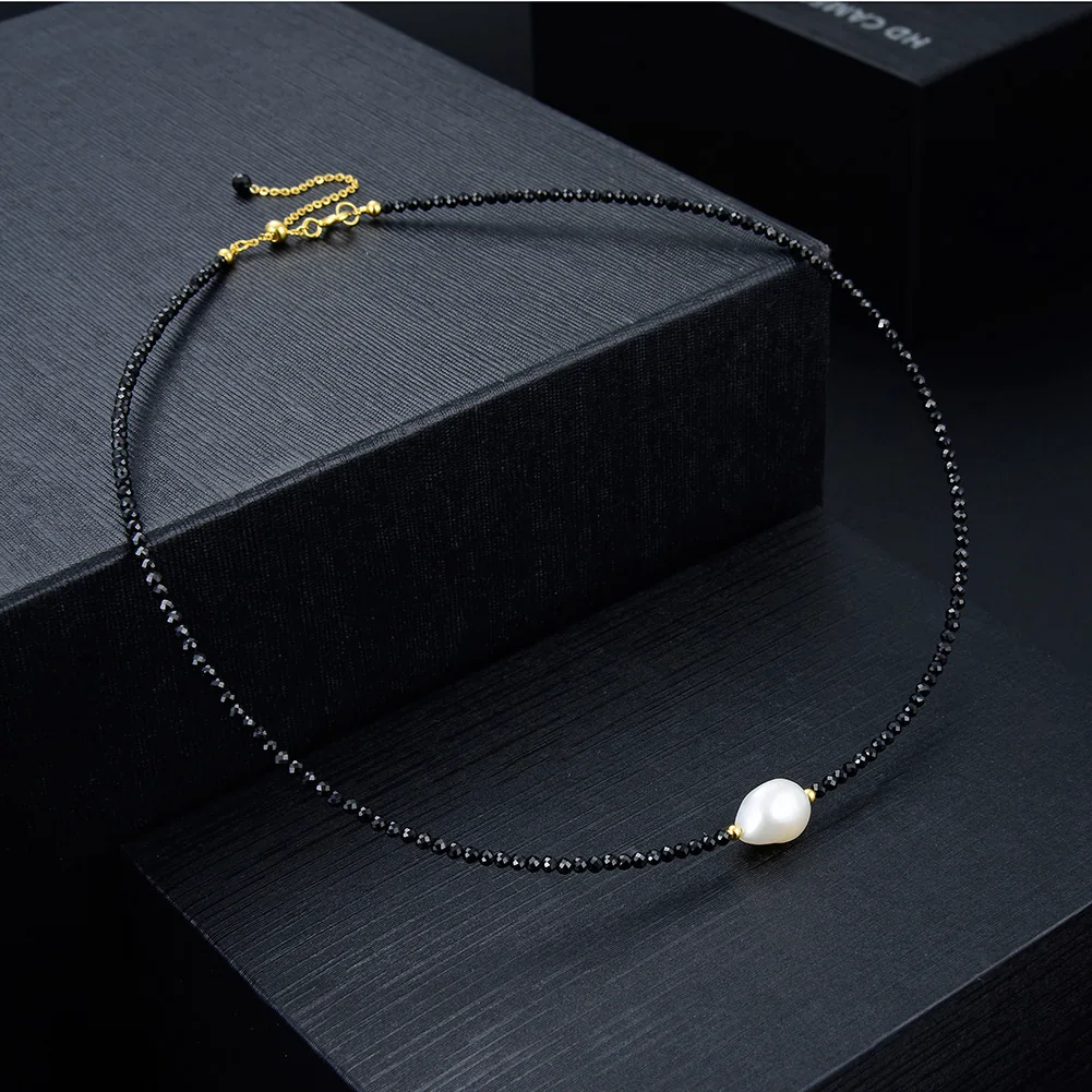 Colier din Argint Black Bead Spinel and Pearl [2]