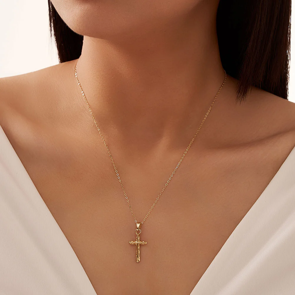 Colier din Argint Cross Pendant Gold [4]
