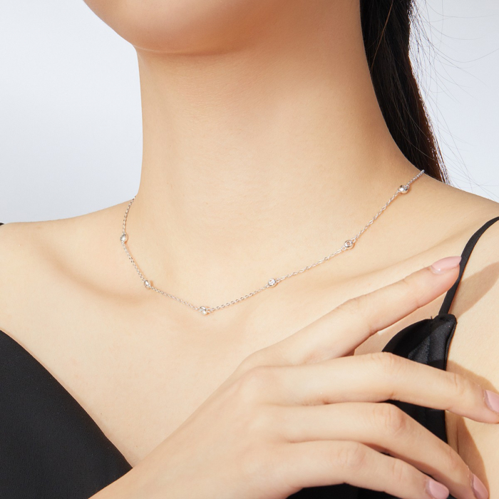 Set bijuterii din argint Crystal String, colier și cercei [4]