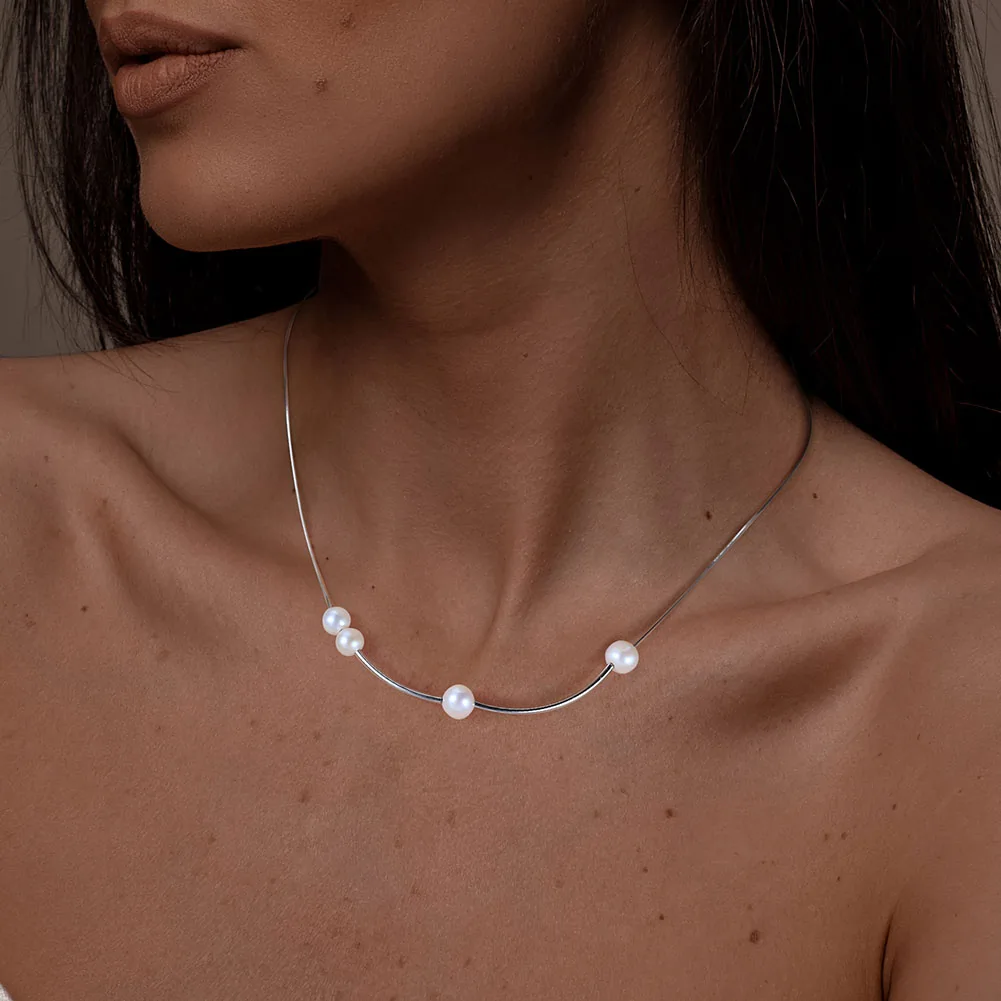 Colier din Argint cu Perle Naturale de Cultură Arc Pearls Silver [4]