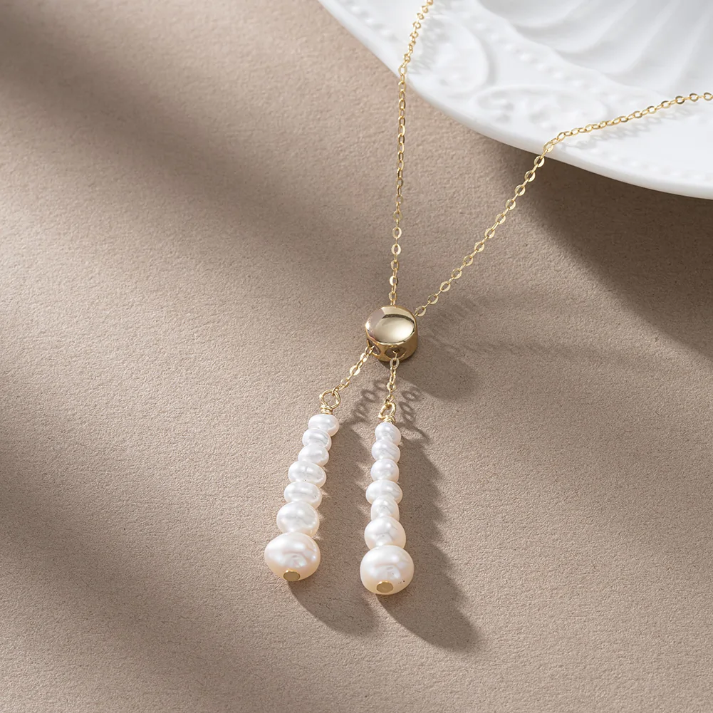 Colier din Argint cu perle naturale de cultură Cascading Pearl Elegance [2]
