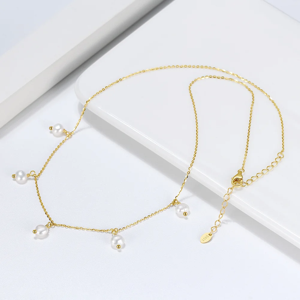 Colier din Argint cu perle naturale de cultură Dewdrop Garland Gold [2]