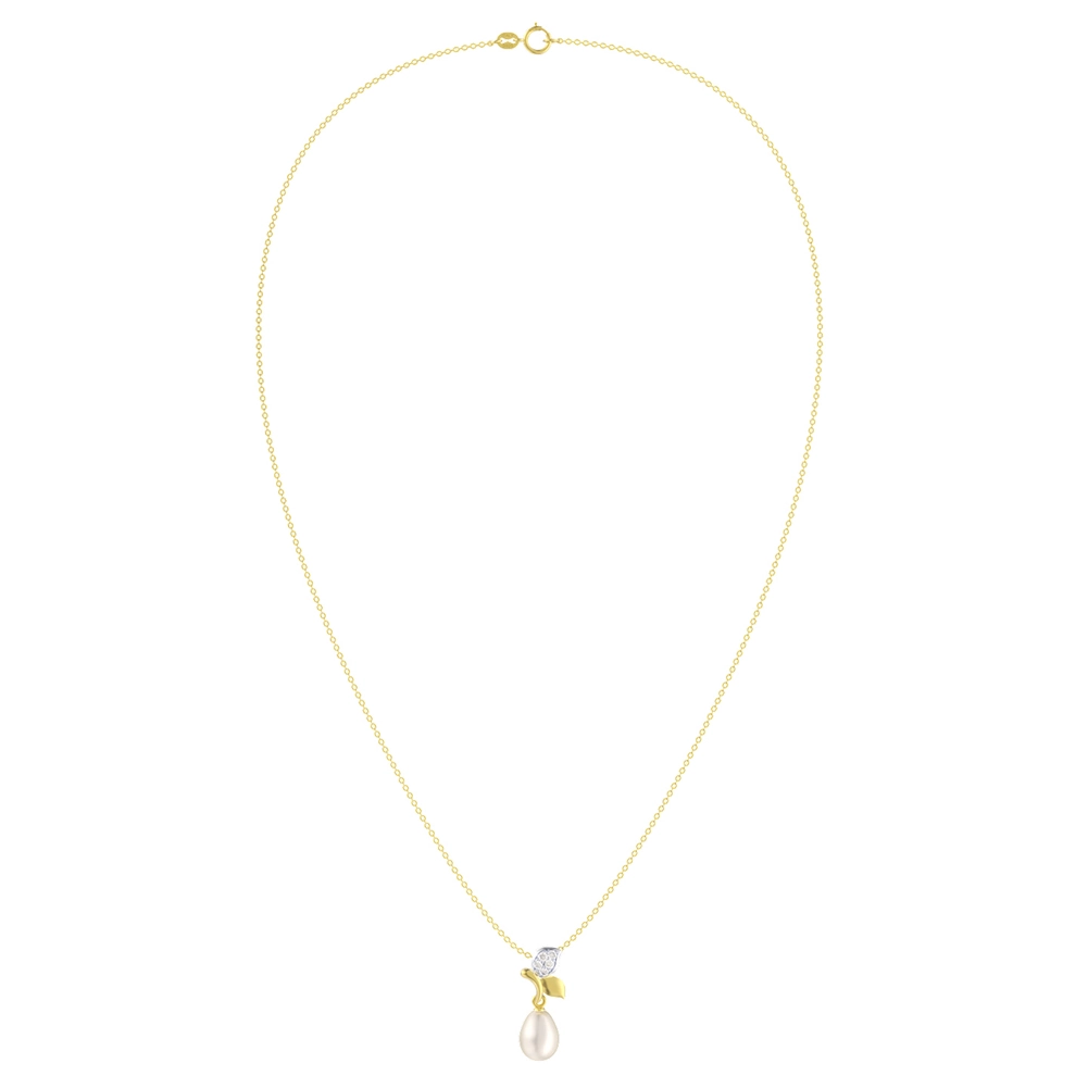 Colier din Argint cu Perle Naturale de Cultură Elegant Leaf Gold [2]