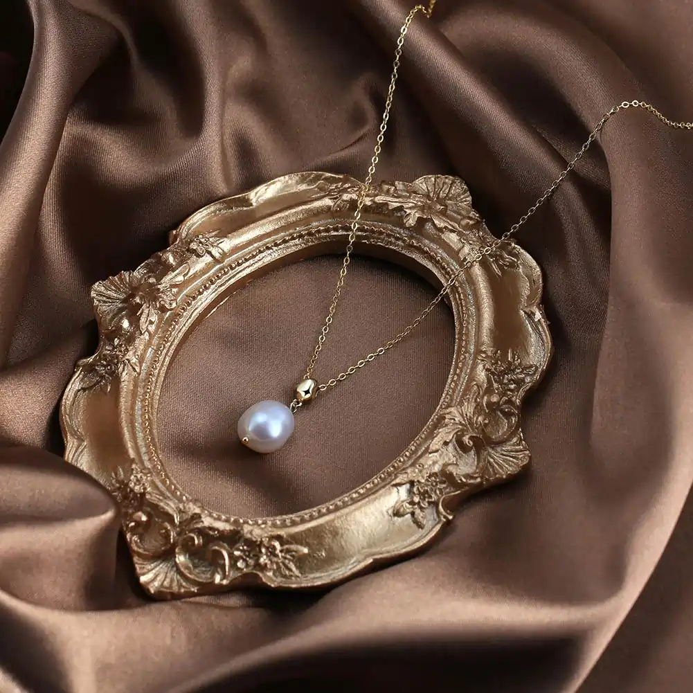 Colier din Argint cu Perle Naturale de Cultură Elegant Pearl Baroque Gold [4]