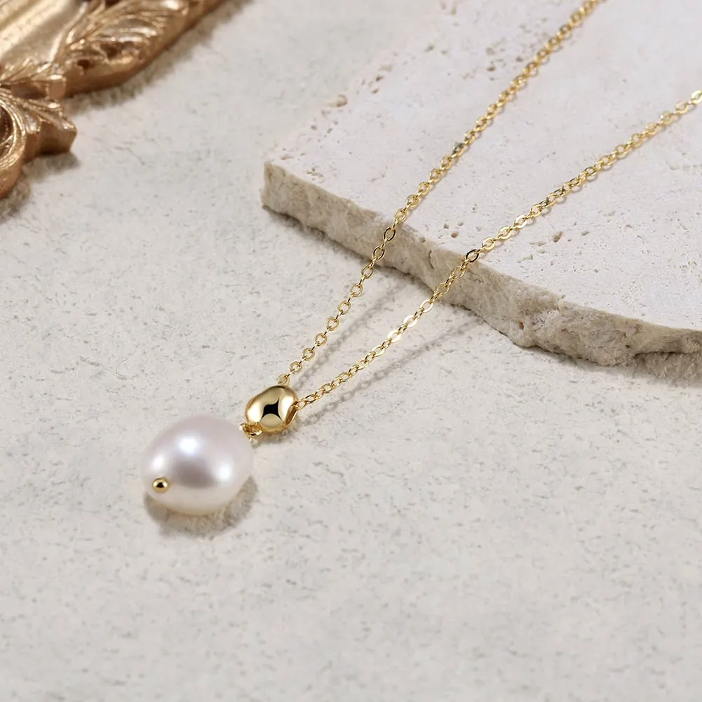 Colier din Argint cu Perle Naturale de Cultură Elegant Pearl Baroque Gold [2]