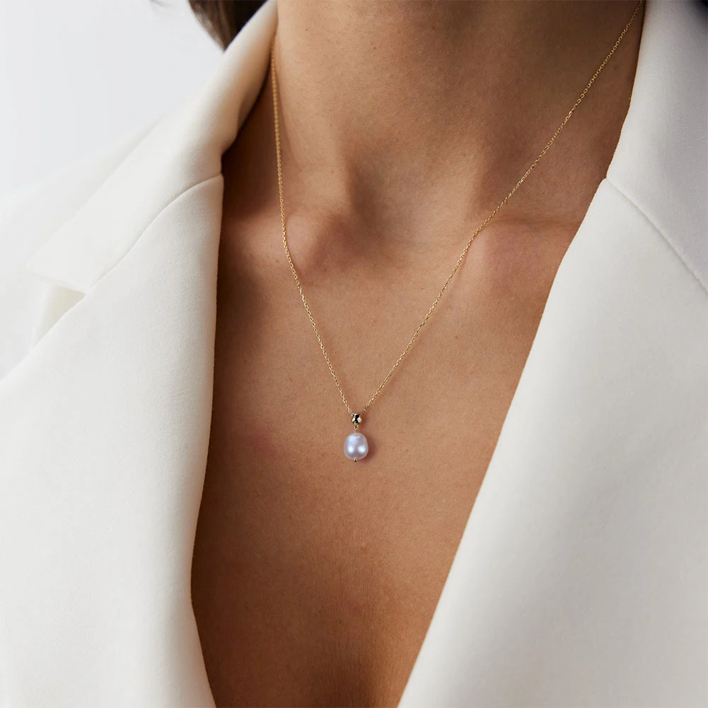 Colier din Argint cu Perle Naturale de Cultură Elegant Pearl Baroque Gold [3]