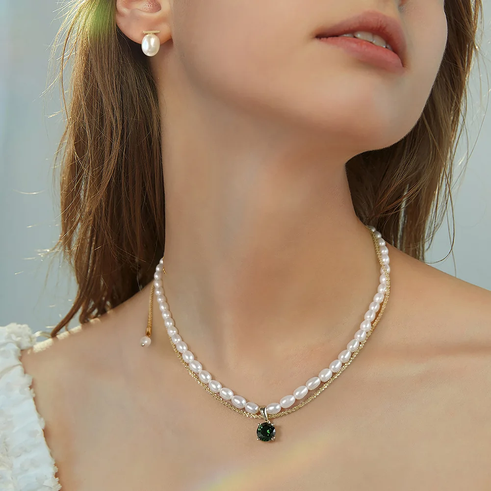 Colier din Argint cu Perle Naturale de Cultură Emerald Touch Pearls [4]