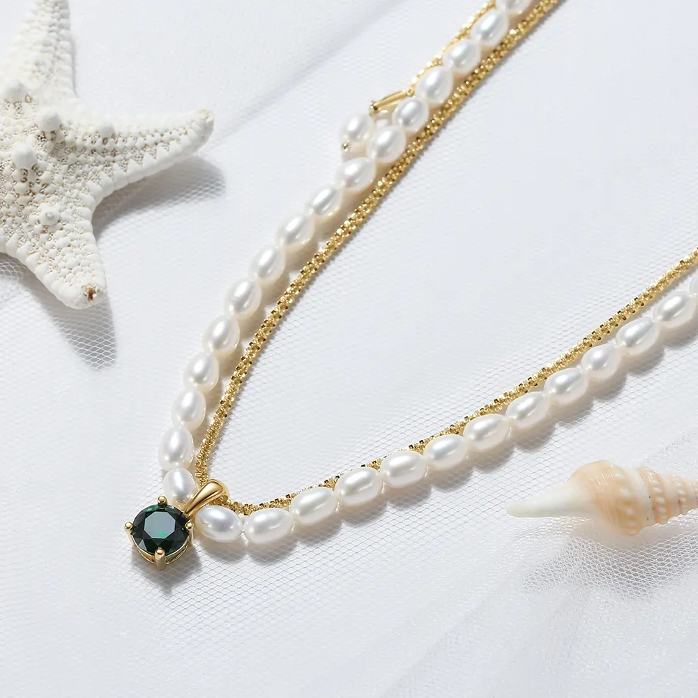 Colier din Argint cu Perle Naturale de Cultură Emerald Touch Pearls [2]