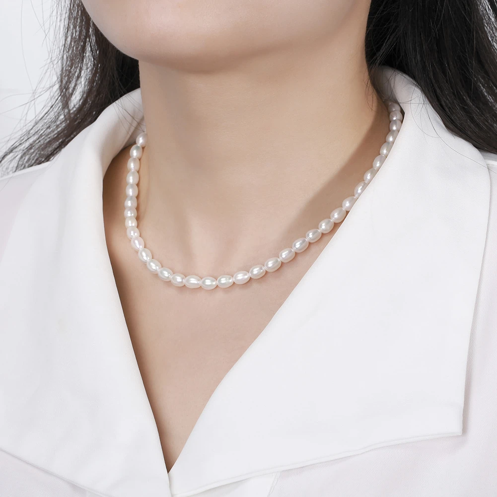 Colier din Argint cu Perle naturale de cultură Gold Timeless White [2]