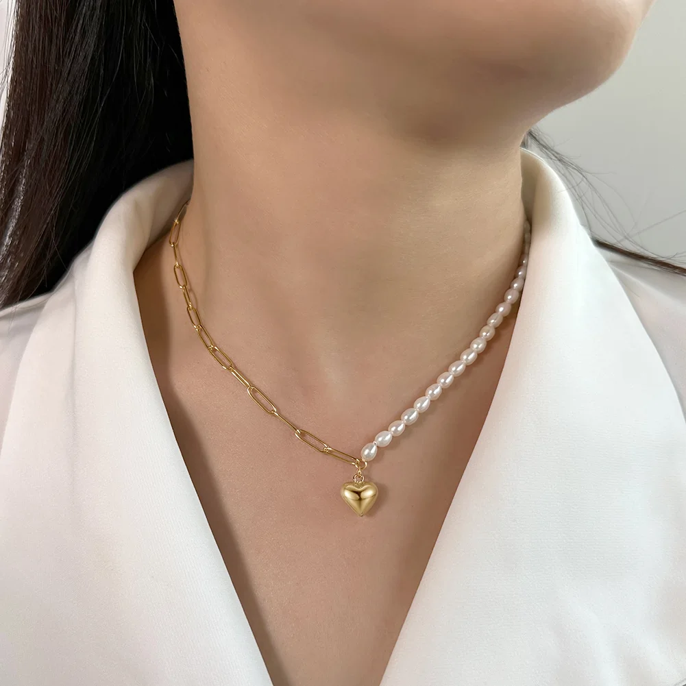 Colier din Argint cu Perle Naturale de Cultură Golden Heartbeat [3]