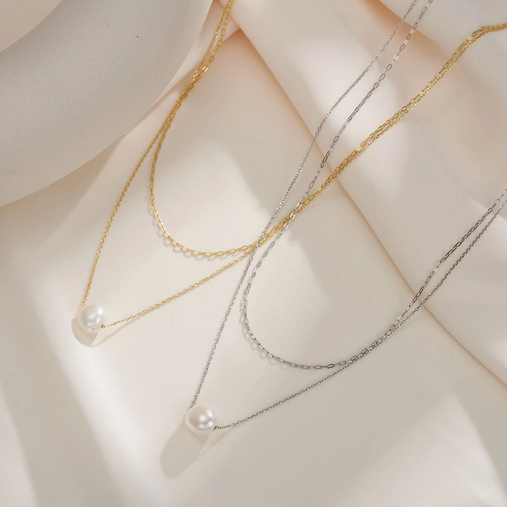 Colier din Argint cu Perle Naturale de Cultură Layer Silver [3]