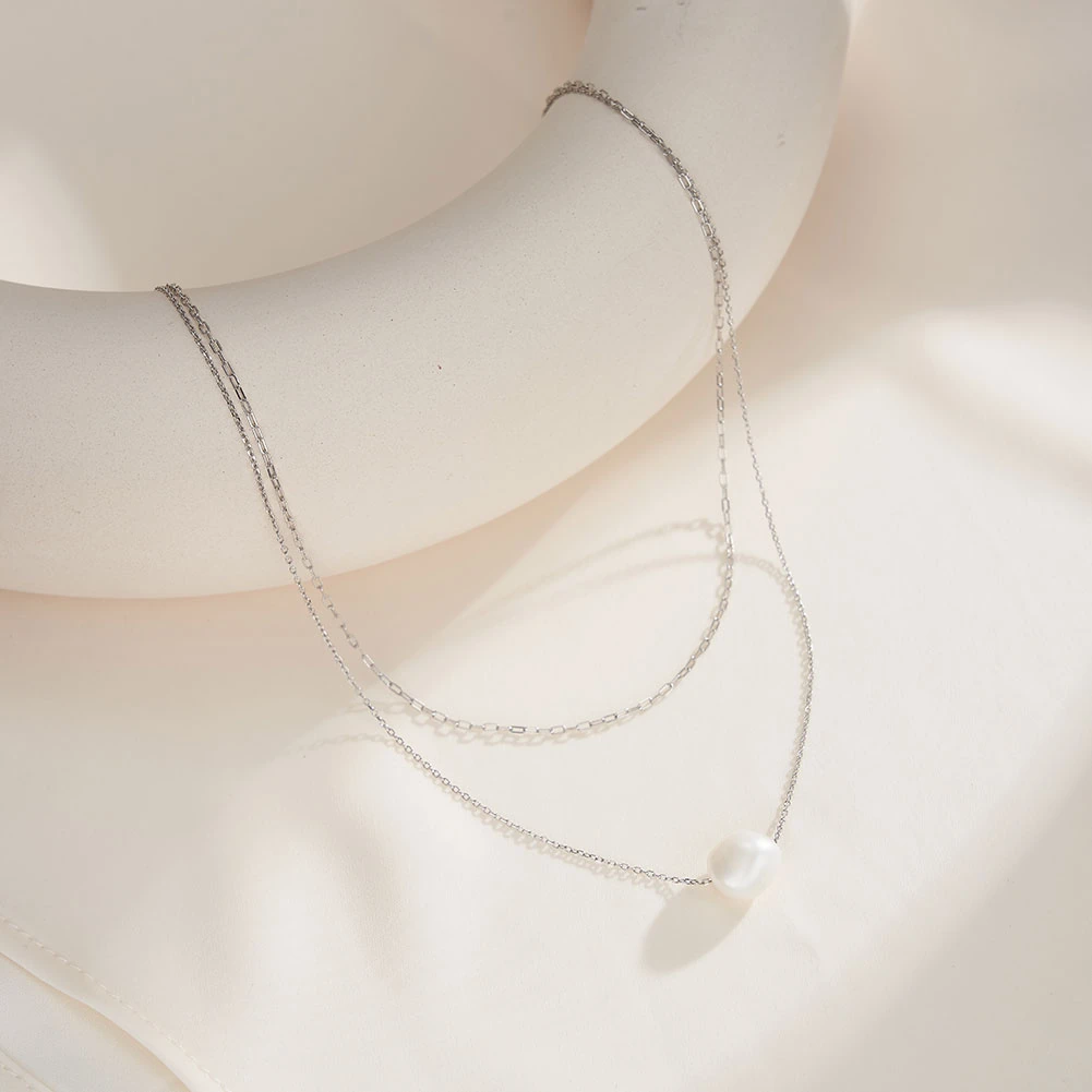 Colier din Argint cu Perle Naturale de Cultură Layer Silver [2]