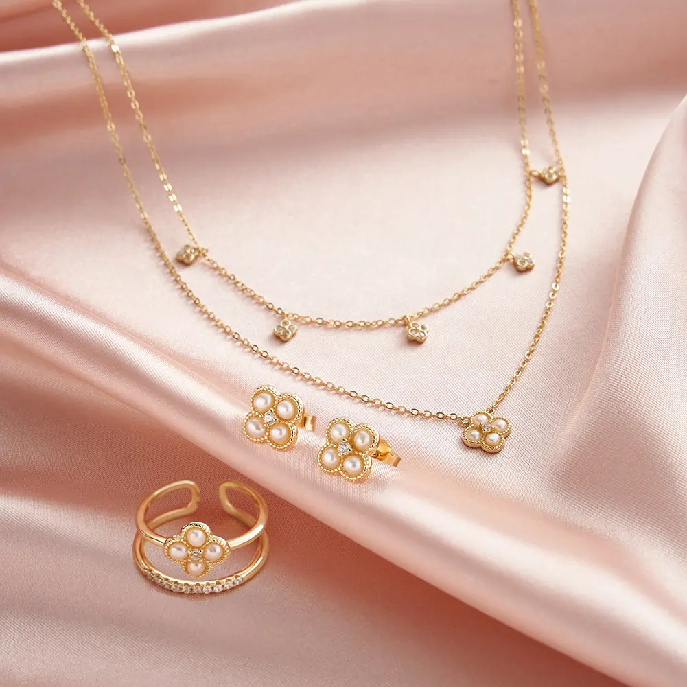 Colier din Argint cu Perle Naturale de Cultură Layered Gold [5]