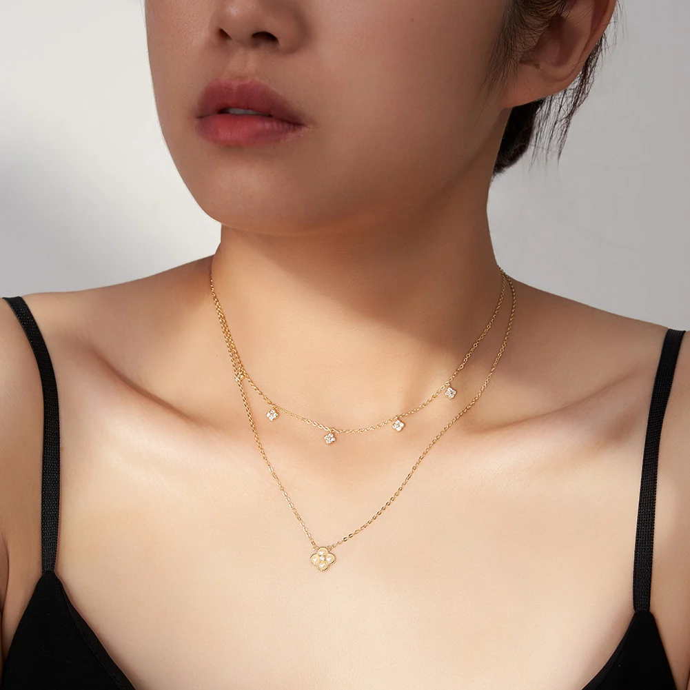 Colier din Argint cu Perle Naturale de Cultură Layered Gold [6]