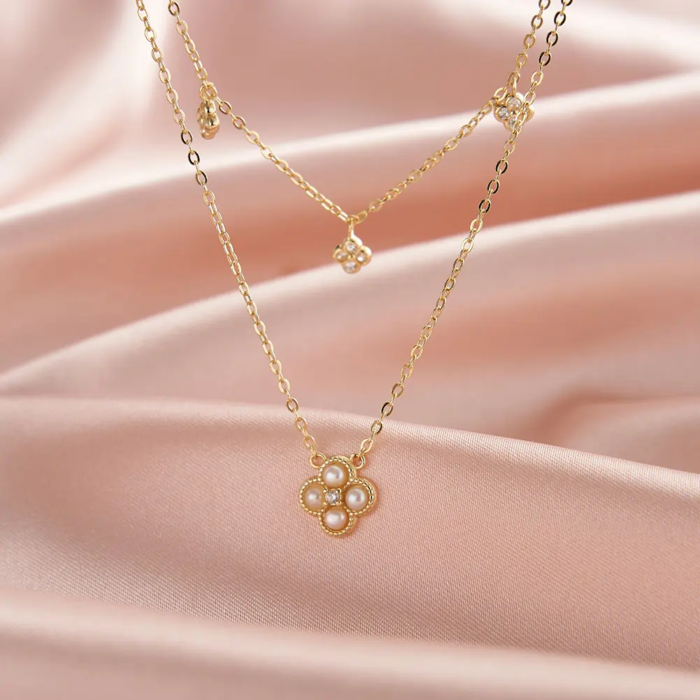 Colier din Argint cu Perle Naturale de Cultură Layered Gold [3]
