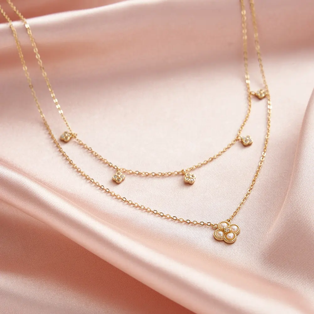 Colier din Argint cu Perle Naturale de Cultură Layered Gold [2]