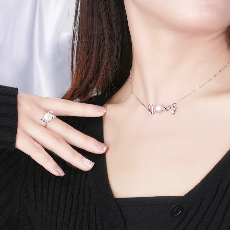 Colier din Argint cu Perle Naturale de Cultură Love Charm Silver [5]