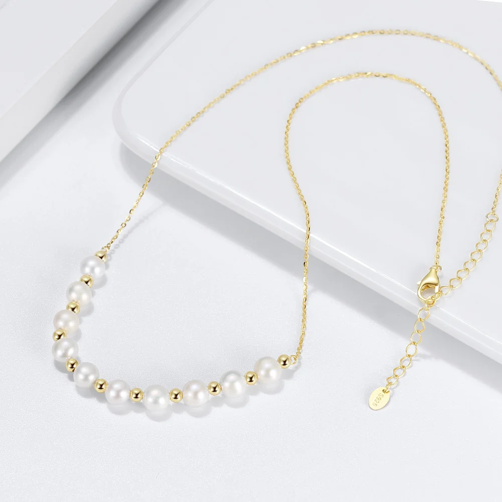 Colier din Argint cu perle naturale de cultură Lustrous Elegance Gold [2]