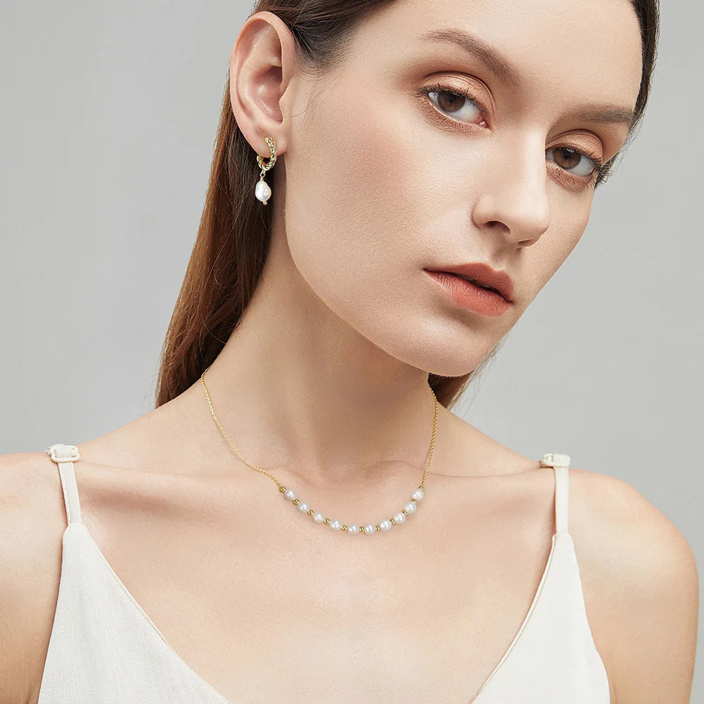 Colier din Argint cu perle naturale de cultură Lustrous Elegance Gold [3]