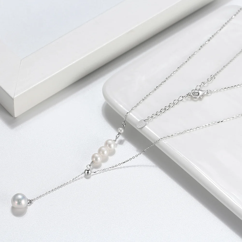Colier din Argint cu Perle Naturale de Cultură Modern Drop Silver [2]