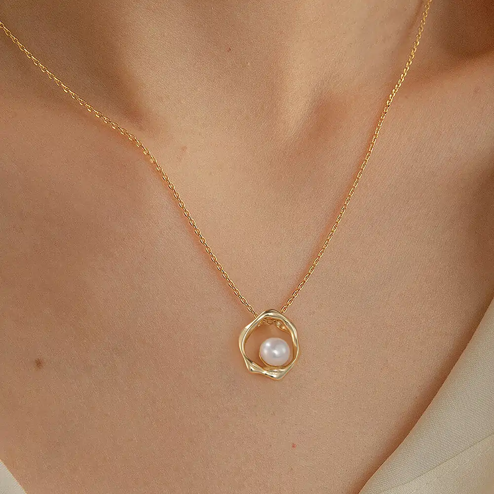 Colier din Argint cu Perle Naturale de Cultură Modern Pearl Gold [3]