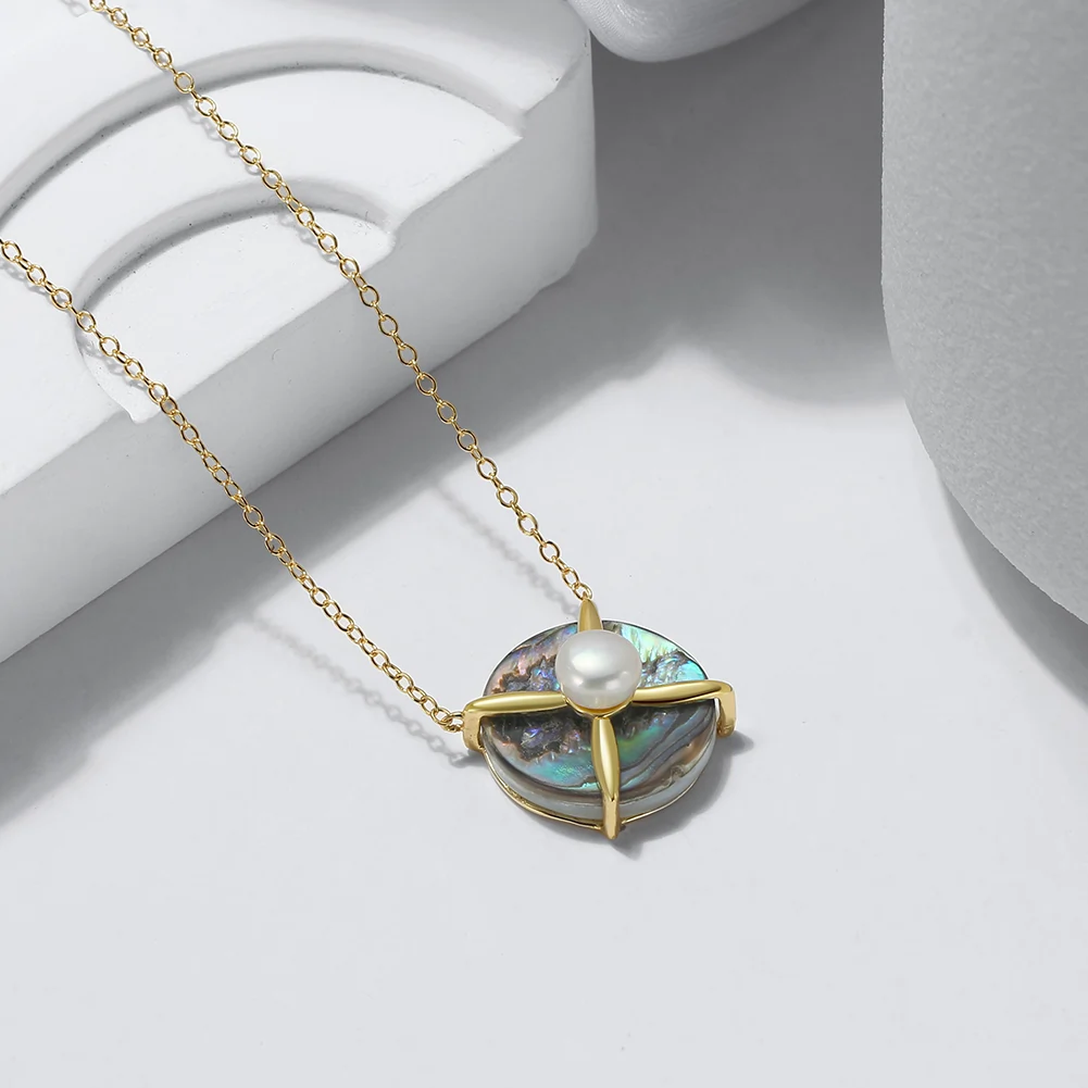 Colier din Argint cu Perle Naturale de Cultură Ocean Cross Charm [3]