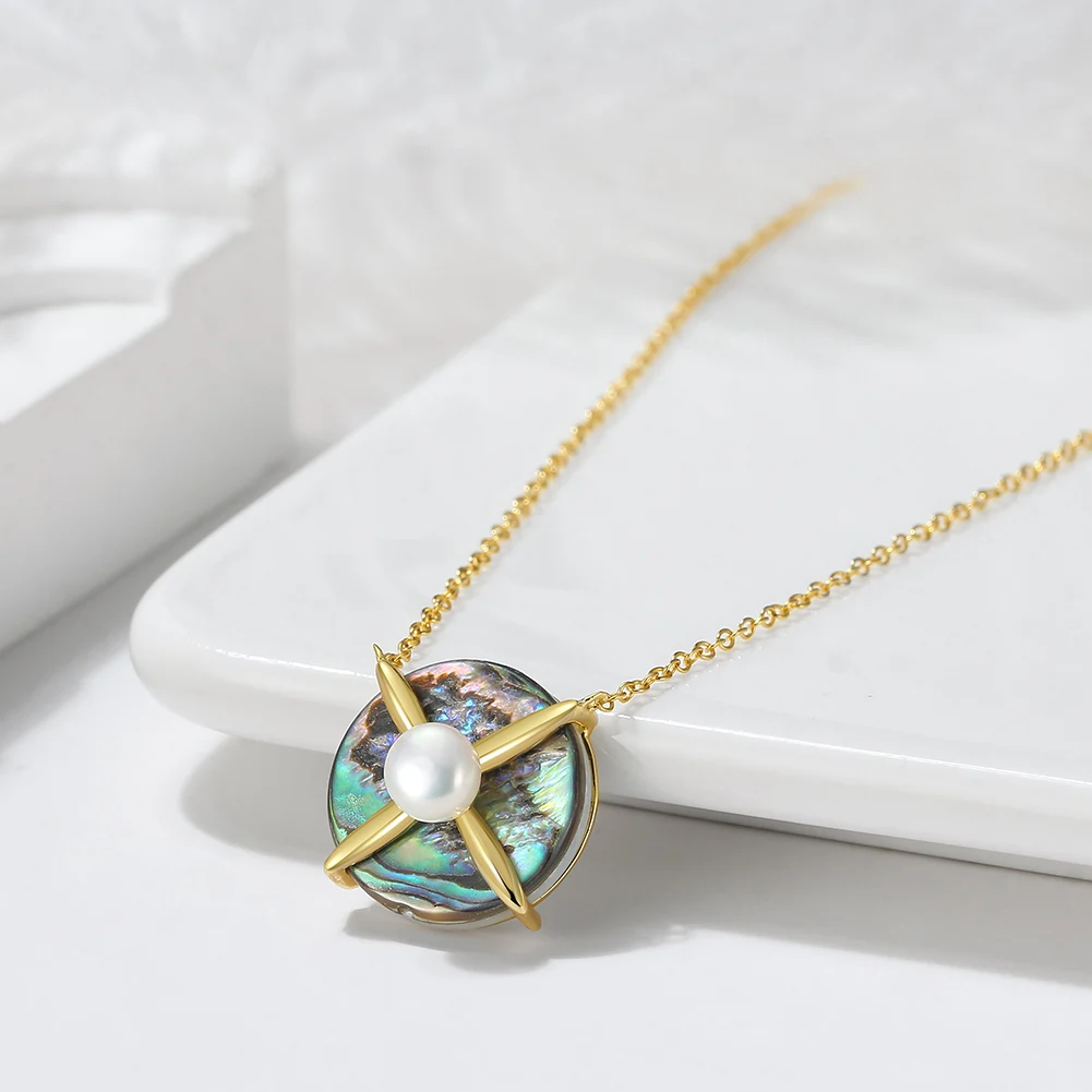 Colier din Argint cu Perle Naturale de Cultură Ocean Cross Charm [2]