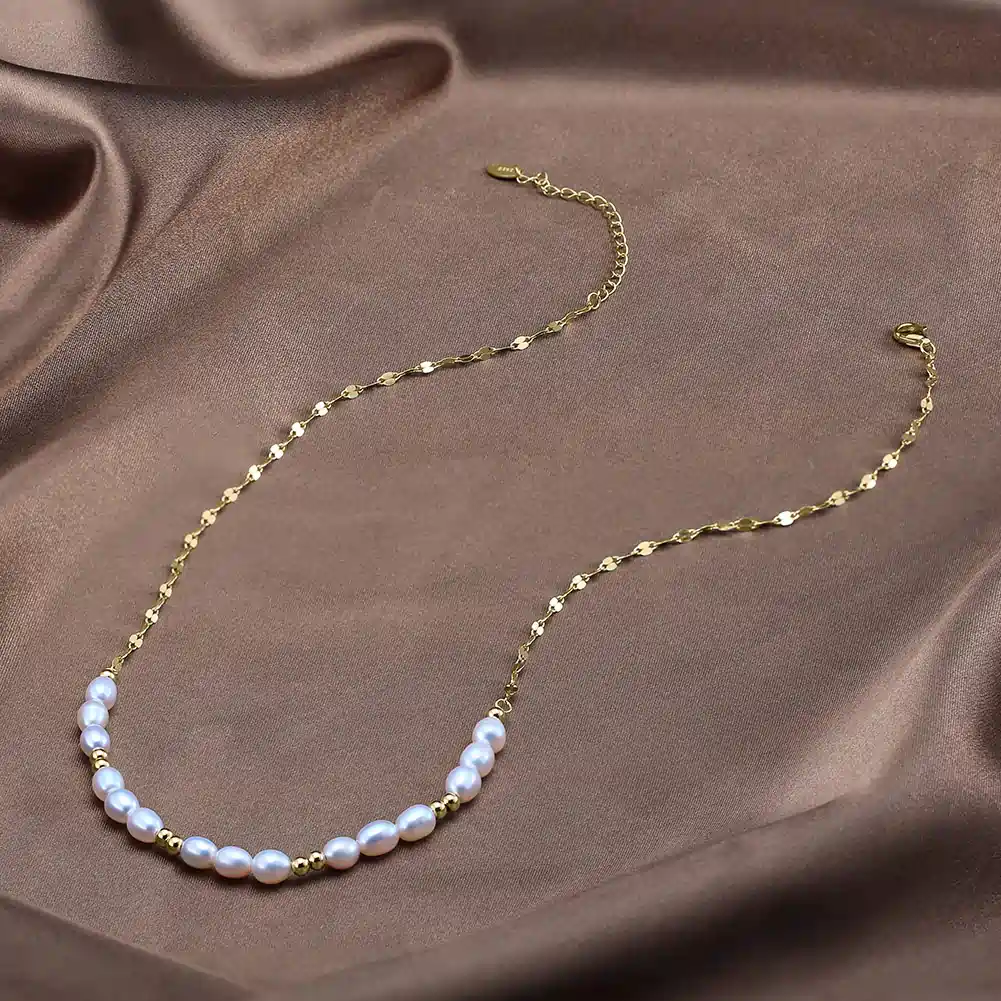 Colier din Argint cu Perle Naturale de Cultură Pearl Balance Gold [2]