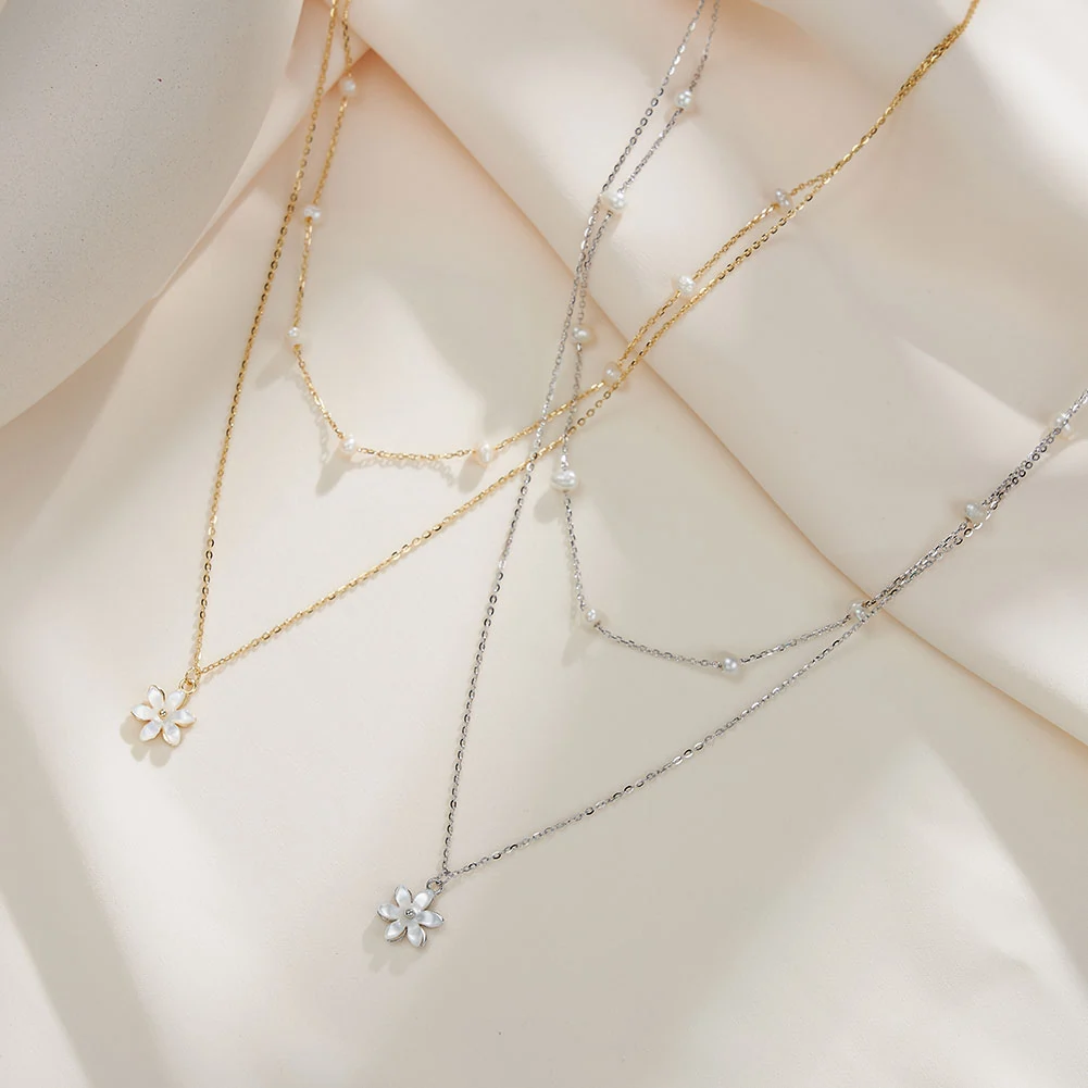 Colier din Argint cu Perle Naturale de Cultură Pearl Bloom Silver [3]