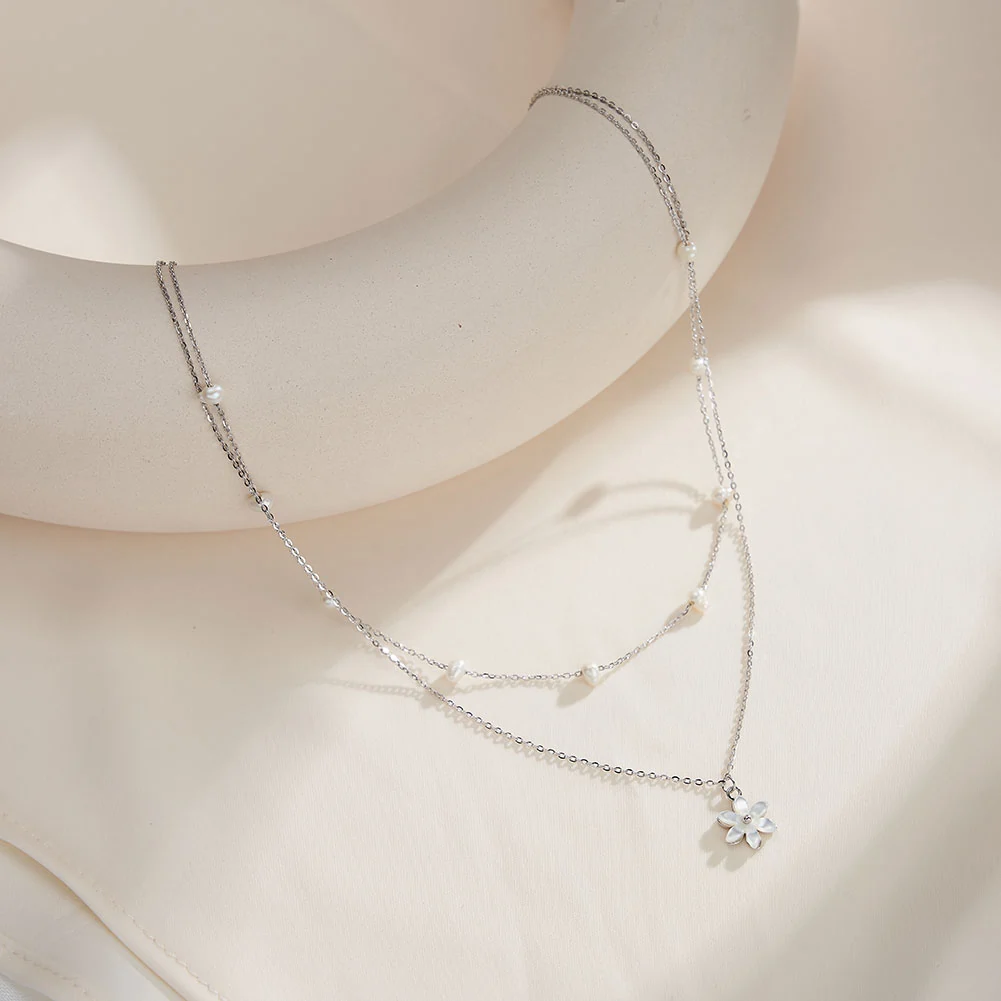 Colier din Argint cu Perle Naturale de Cultură Pearl Bloom Silver [2]