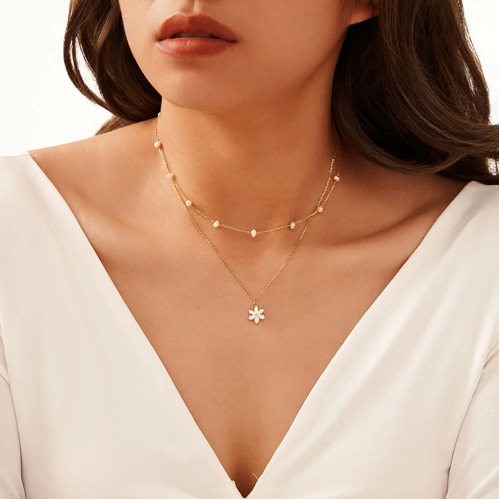 Colier din Argint cu Perle Naturale de Cultură Pearl Bloom Silver [4]
