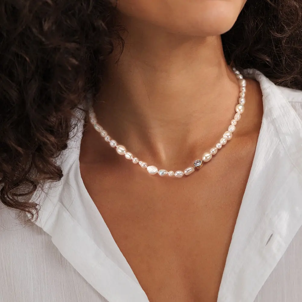 Colier din Argint cu Perle Naturale de Cultură Pearl Glow [5]