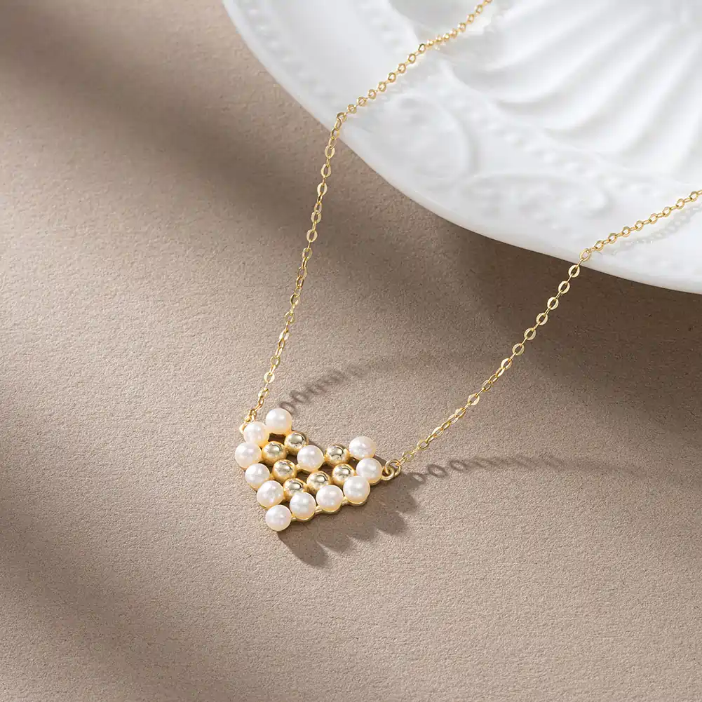 Colier din Argint cu Perle Naturale de Cultură Pearl Heart Necklace [2]