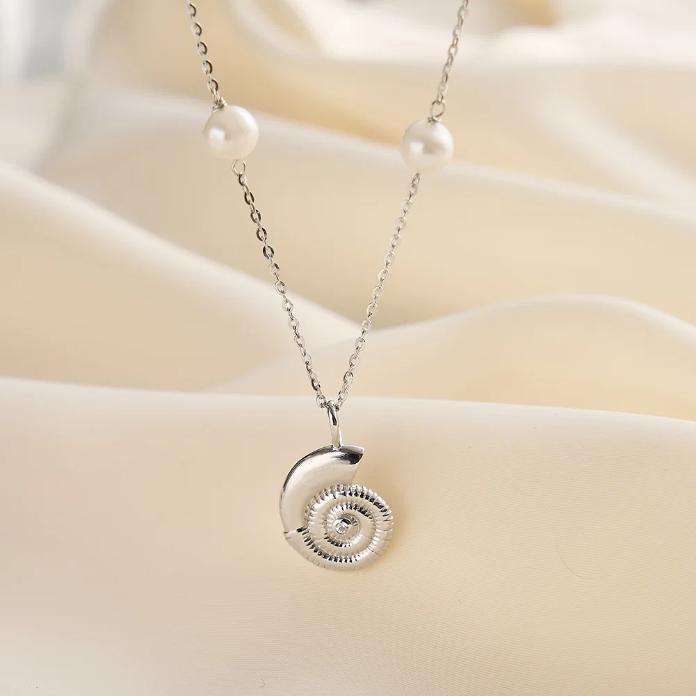 Colier din Argint cu Perle Naturale de Cultură Spiral Pearl Silver [2]