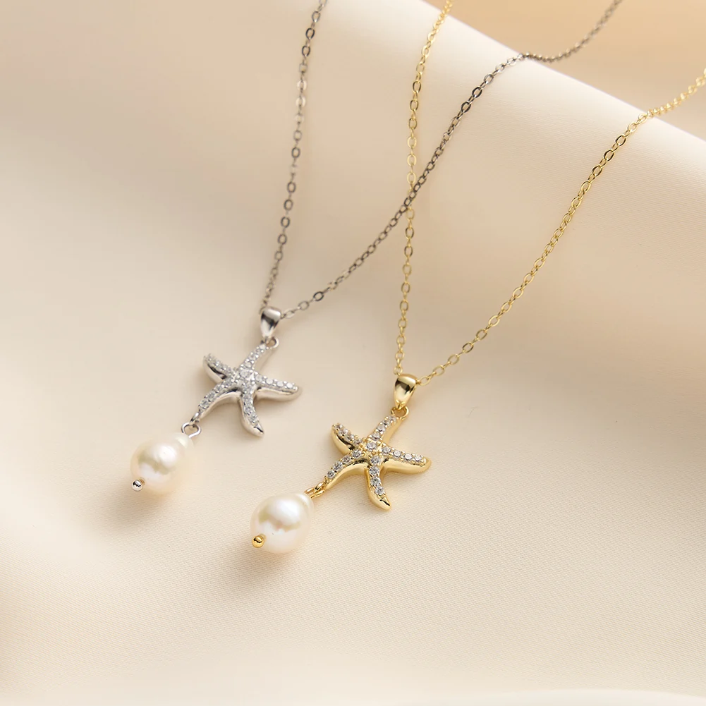 Colier din Argint cu Perle Naturale de Cultură Starry Drop Silver [3]