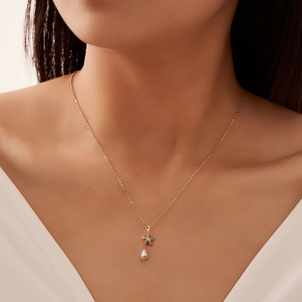 Colier din Argint cu Perle Naturale de Cultură Starry Drop Silver [4]